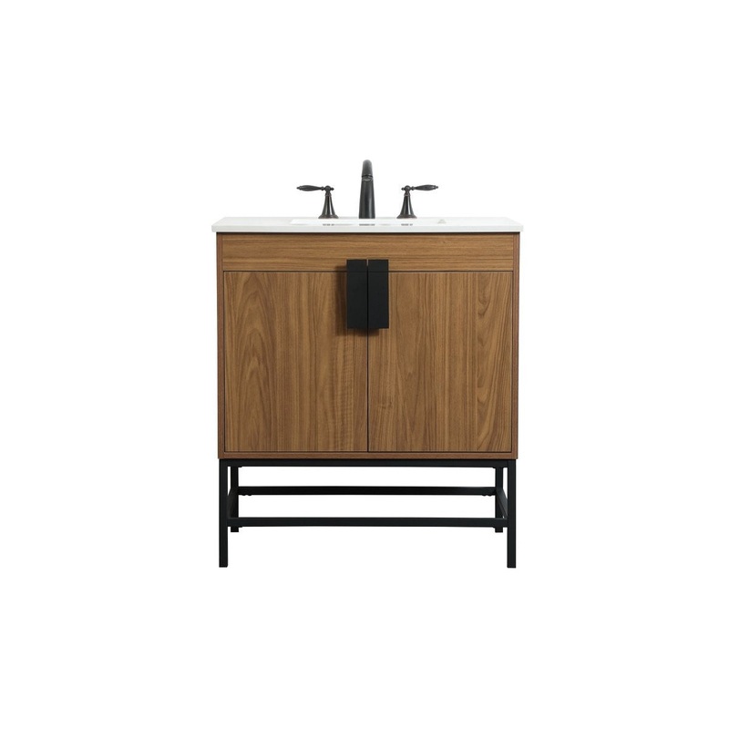 Single Bathroom Vanity from the Eugene Collection in Walnut Brown Finish by Elegant Lighting
