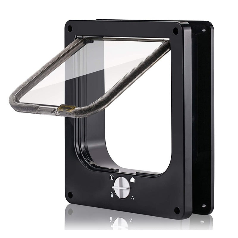 Size L Black 4-Way Locking Pet Flap Door for Cats and Small Dogs – Weatherproof Magnetic Cat Door