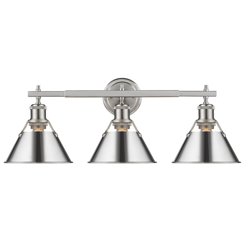 Three Light Bath Vanity from the Orwell Collection in Pewter Finish by Golden