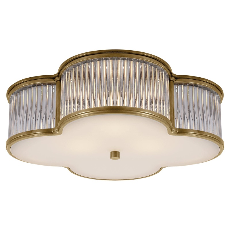 Three Light Flush Mount from the Basil Collection in Natural Brass With Clear Glass Finish by Visual Comfort Signature