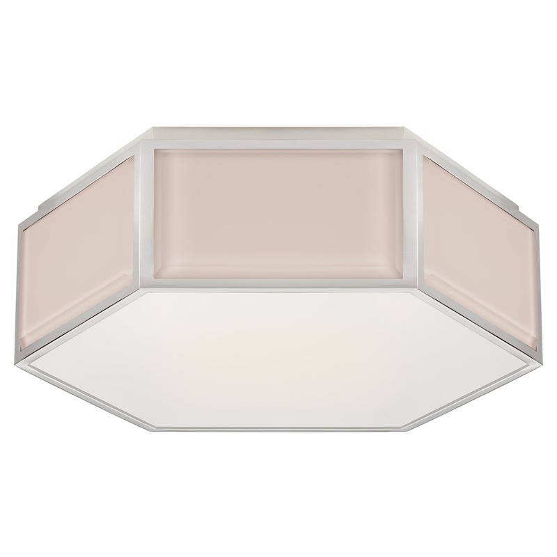 Two Light Flush Mount from the Bradford Collection in Blush And Polished Nickel Finish by Visual Comfort Signature
