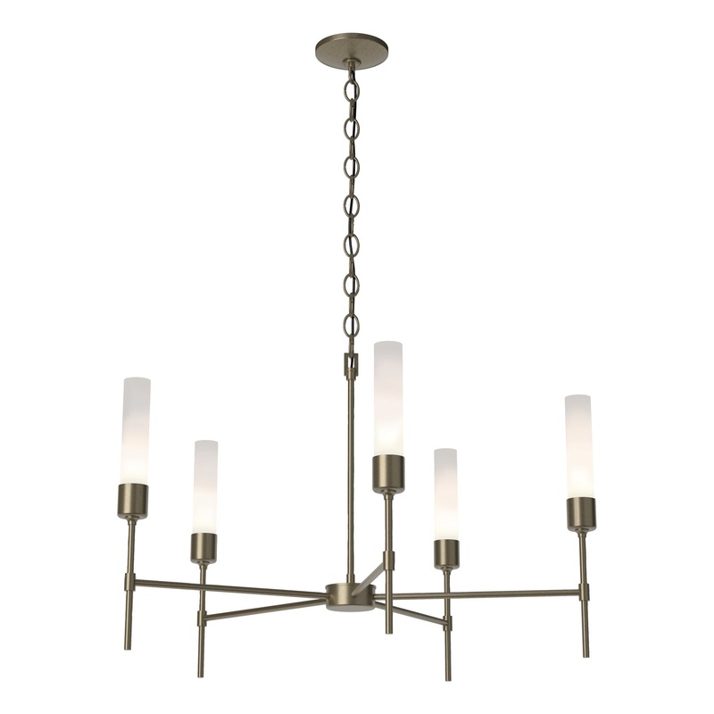 Vela 5-Arm Chandelier Soft Gold Frosted Glass (FD)