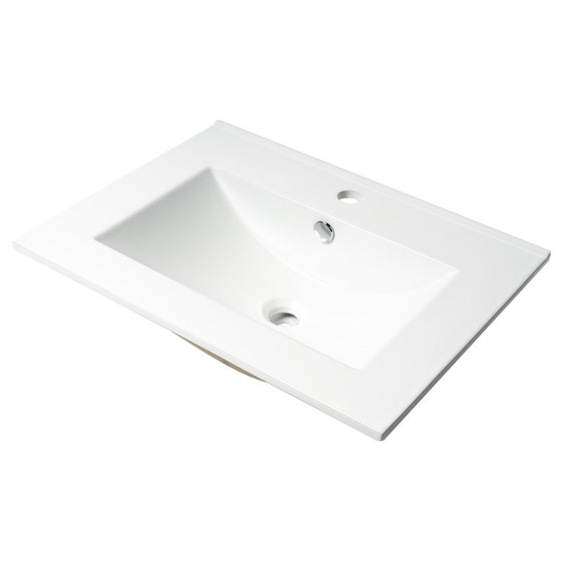 ALFI brand ABC803 White 25″ Rectangular Drop In Ceramic Sink with Faucet Hole