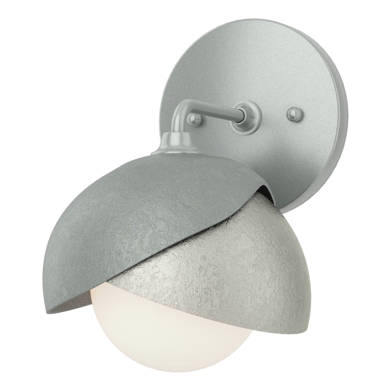 Brooklyn 1-Light Double Shade Bath Sconce Vintage Platinum Sterling