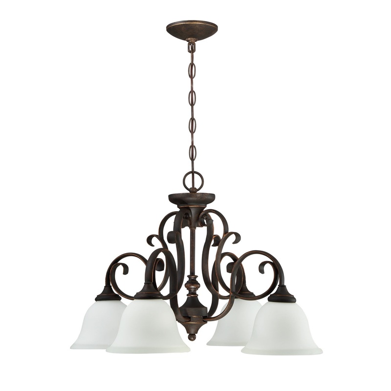 Craftmade 24224-MB-WG Barrett Place Four Light Chandelier Mocha Bronze (Discontinued)