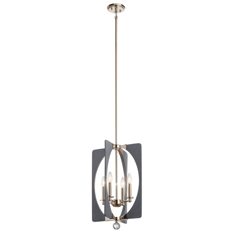 Kichler 44362DWG Four Light Foyer Chandelier, Driftwood Grey
