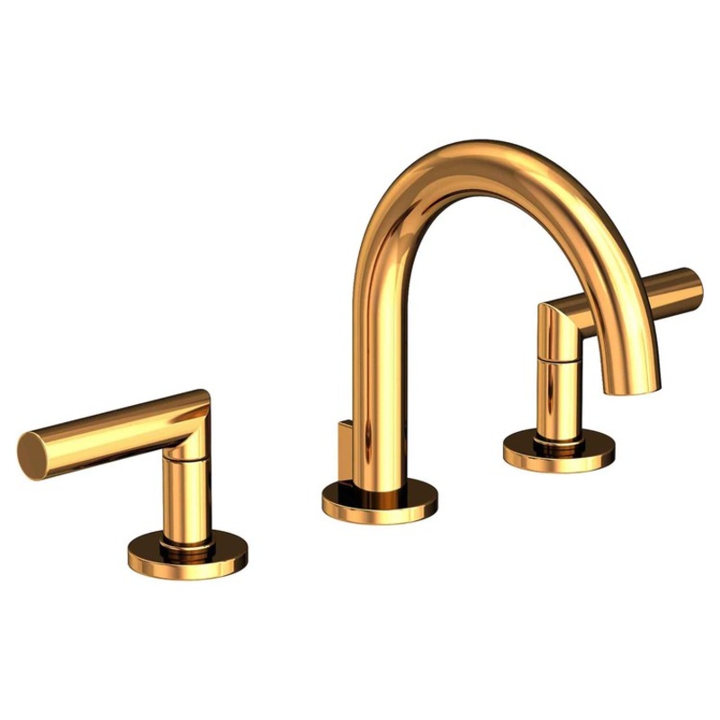 Lavatory Faucet Pavani Widespread 8 to 20 Inch Spread 2 Lever ADA Polished Gold PVD 1.2 Gallons per Minute Brass Spout Height 3-1/8 Inch