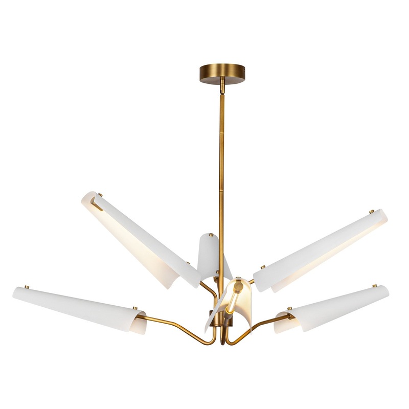 LED Chandelier from the Osorio Collection in Matte White/Vintage Brass Finish by Alora