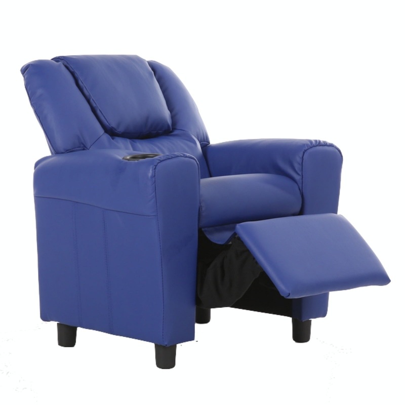 Oliver Kids Recliner Chair Sofa Children Lounge Couch PU Armchair – Blue