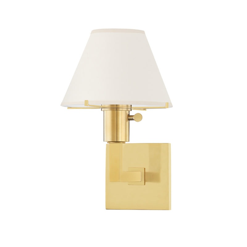 One Light Wall Sconce from the Leeds Collection in Aged Brass Finish by Hudson Valley