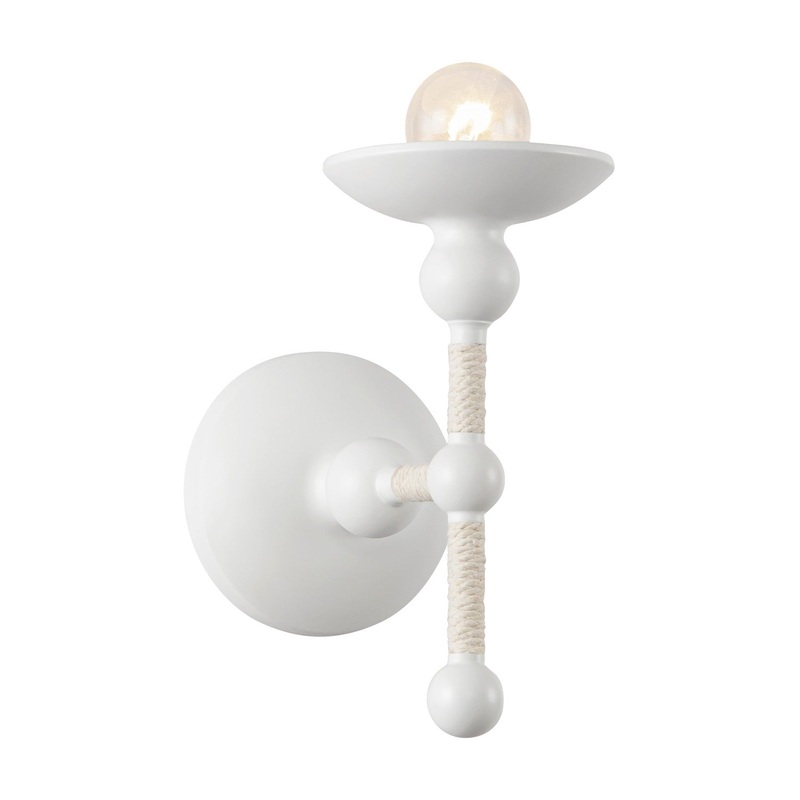 One Light Wall Sconce from the Nadine Collection in Matte White/Natural Cotton Finish by Alora