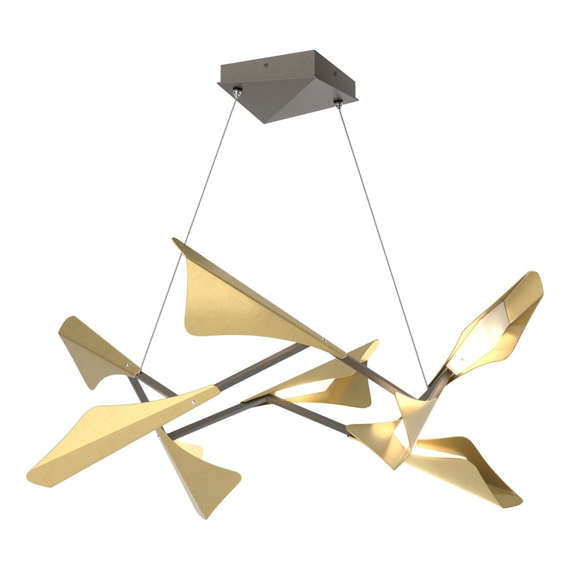 Plume 8-Light LED Pendant Dark Smoke Modern Brass