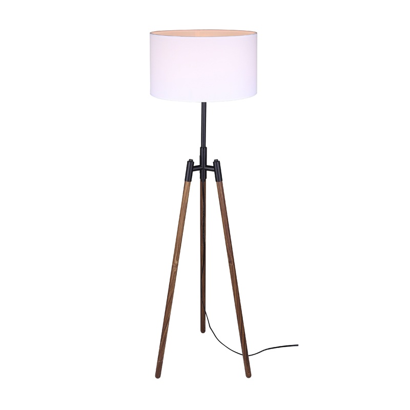 Sull 1-Light Floor Lamp Matte Black and Faux Woodgrain