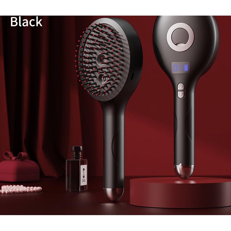 4-in-1 SPA Scalp Care Massage Comb – Red Light Therapy, Nano Steam & Vibration, USB-C Rechargeable(Black)