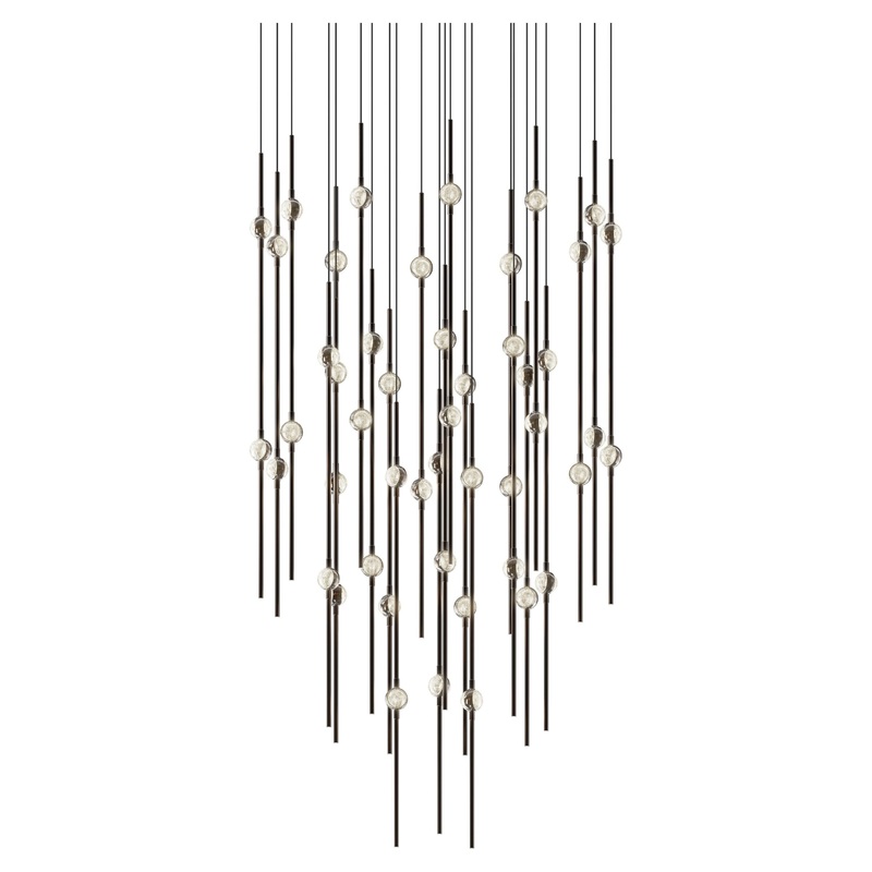 Aries 25″ Round LED Pendant Espresso Black with Clear Faceted Acrylic 3000K 10′ Adjustable Cord