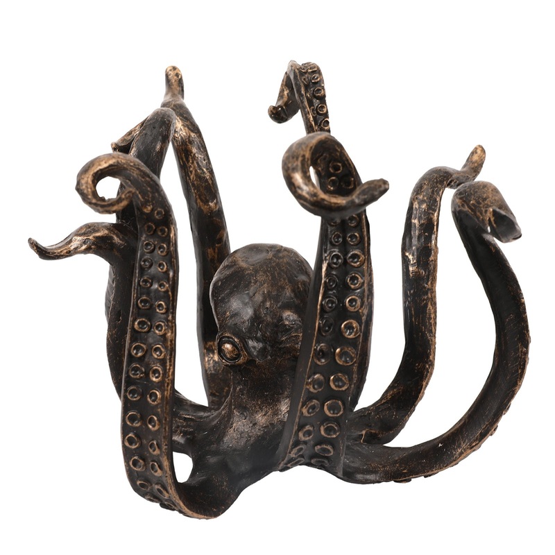 Bronze Vintage Bronze Octopus Mug Holder – Decorative Resin Statue & Countertop Cup Rack