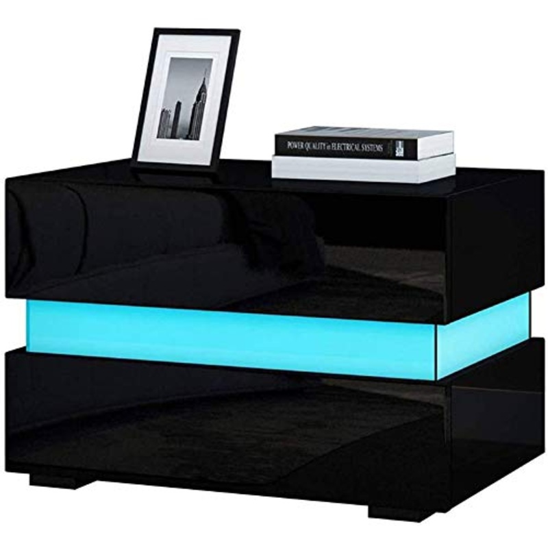 Comodino Lucido Comodino LED Comodino comodino lucido bianco Comodino illuminazione LED lucida(nero)