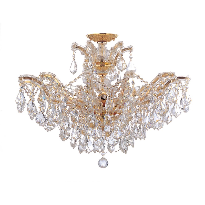 Crystorama 4439-GD-CL-SAQ_CEILING Maria Theresa Six Light Semi Flush Mount Gold