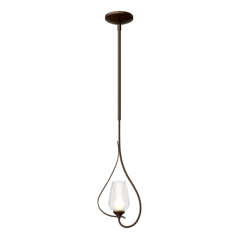 Flora Up Light Mini Pendant Bronze Seeded Glass with Opal Diffuser (ZS)