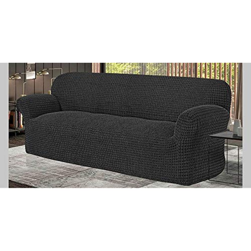 la biancheria di casa Curly copridivano bielastico (Copridivano 4 posti, Antracite)