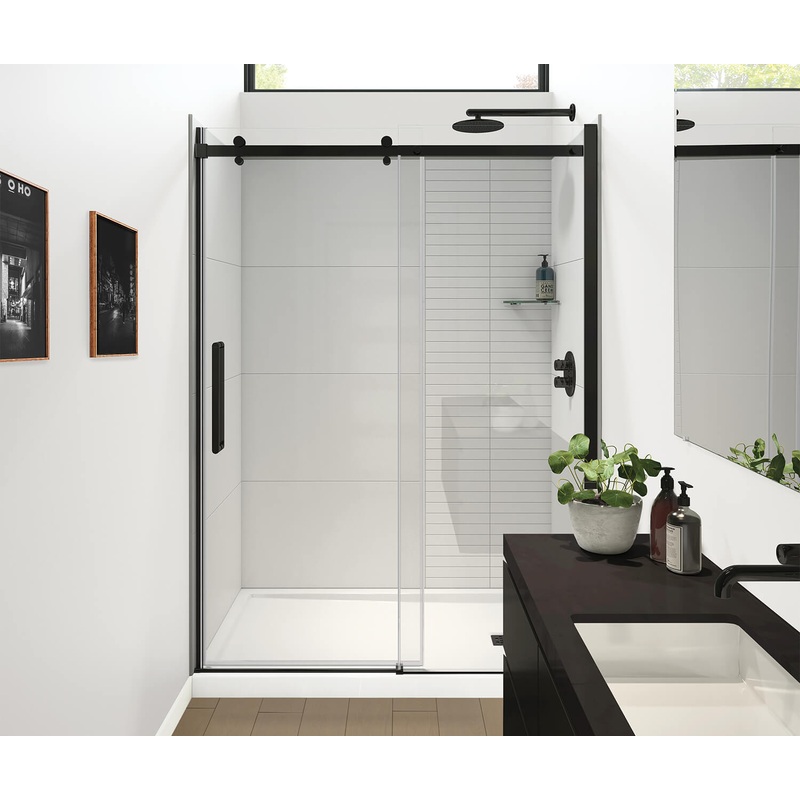 MAAX 138541-810-340-000 Halo Pro GS 56  -59 X 78  in. 8mm Sliding Shower Door for Alcove Installation with GlassShield glass in Matte Black