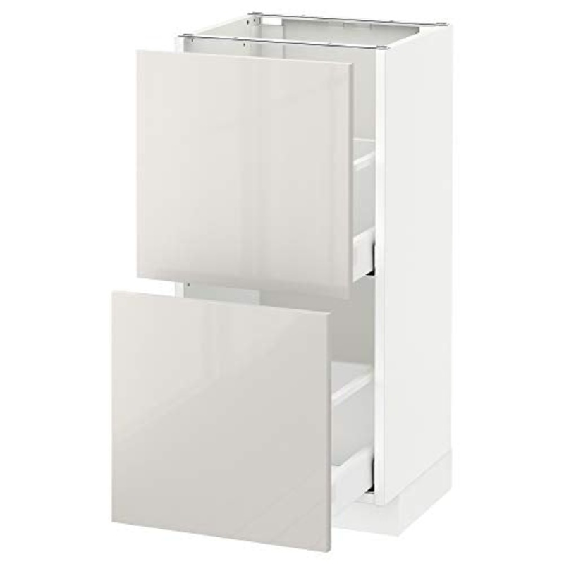 METOD/MAXIMERA mobile base con cassetti 2 40×39.4×88 cm bianco/Ringhult grigio chiaro
