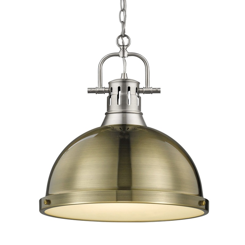 One Light Pendant from the Duncan Collection in Pewter Finish by Golden