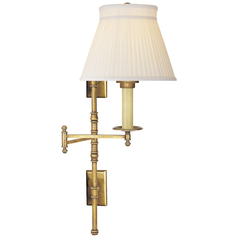 One Light Swing Arm Wall Sconce from the Dorchester Swing Arm Collection in Antique-Burnished Brass Finish by Visual Comfort Signature