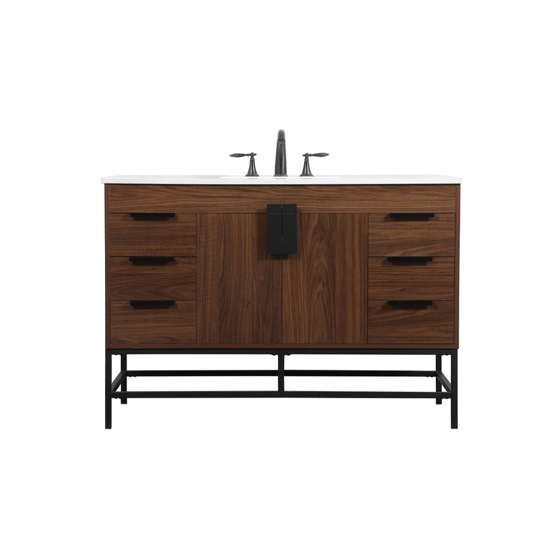Single Bathroom Vanity from the Eugene Collection in Walnut Finish by Elegant Lighting
