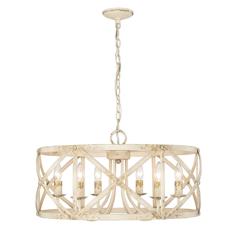 Six Light Chandelier from the Alcott AI Collection in Antique Ivory Finish by Golden