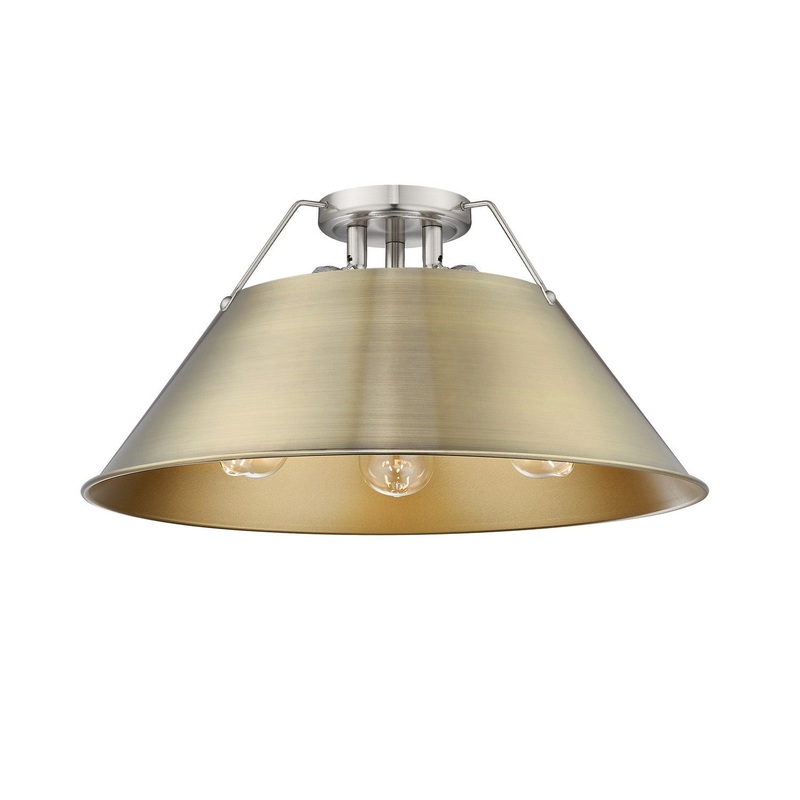 Three Light Flush Mount from the Orwell Collection in Pewter Finish by Golden