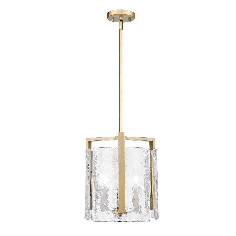 Aenon 3-Light Pendant in Brushed Champagne Bronze with Hammered Water Glass Shade