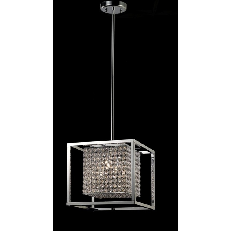 Chrome Pendant with Crystal Drops Accents Chrome