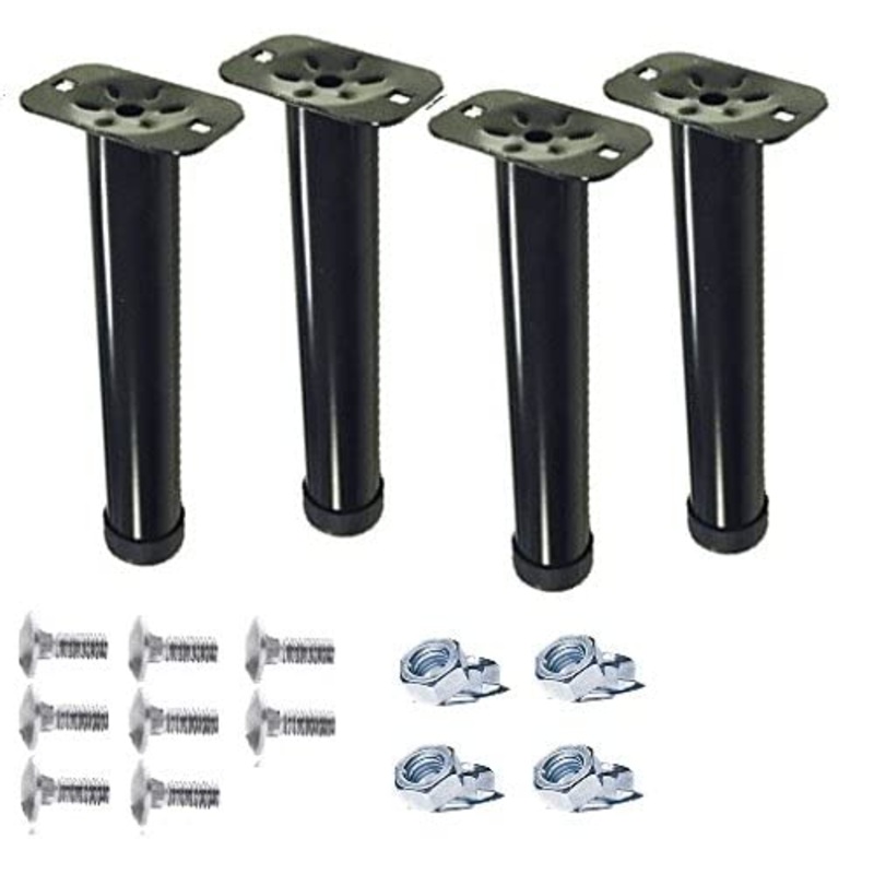 DOLCI SOGNI Set 4 Piedi Letto, Piedi per Rete a Doghe Universali, Compatibile Eminflex, Gambe Letto in Acciaio Nero, Altezza 30 cm, Piedini Letto Matrimoniale e Letto Singolo, 100% Made in Italy