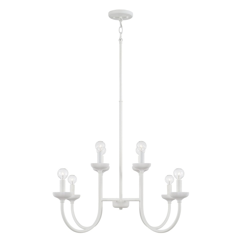Eight Light Chandelier from the Mallory Collection in Ceramic White Finish by Capital Lighting