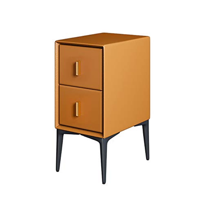 JKGHK Comodino in Legno Massello con 2 Cassetti, Tavolino Laterale Piccolo con Portaoggetti, Schedario, Ripiani per Archiviazione per Ufficio in Casa,Light Orange