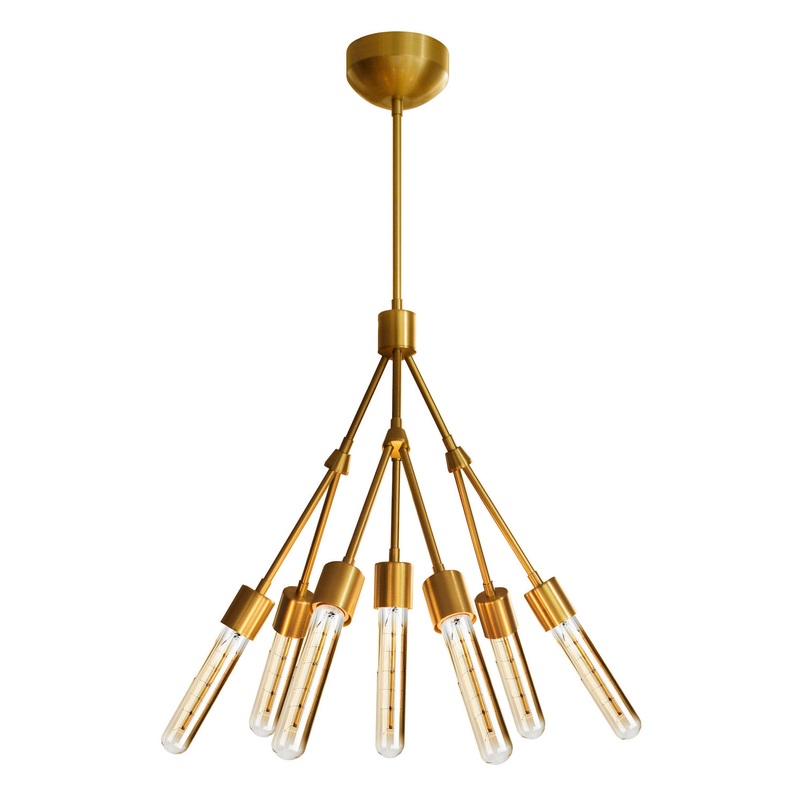 LED Chandelier from the Stilt Collection in Brushed Brass Finish by Stone Lighting