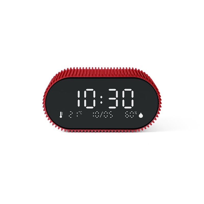 Lexon Ray Clock Lcd Alarm Clock With Temperature / Humidity Display – Red