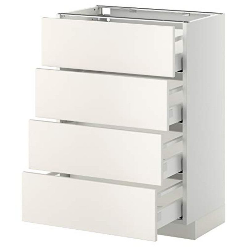 METOD/MAXIMERA base cabina 4 frnts/4 cassetti 60×39.2×88 cm bianco/Veddinge bianco