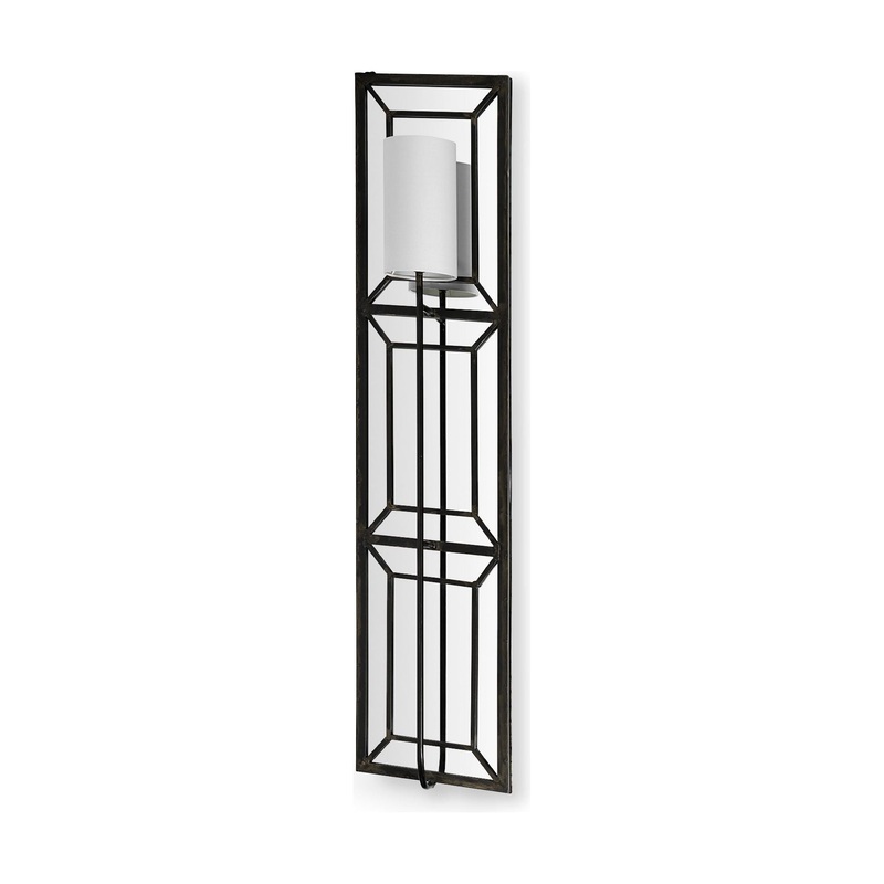 Noah Wall Sconce Black Metal | White Shade