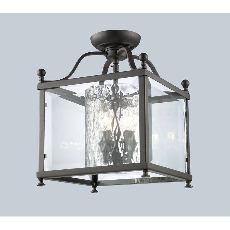 Three Light Semi Flush Mount from the Fairview Collection in Bronze Finish by Z-Lite