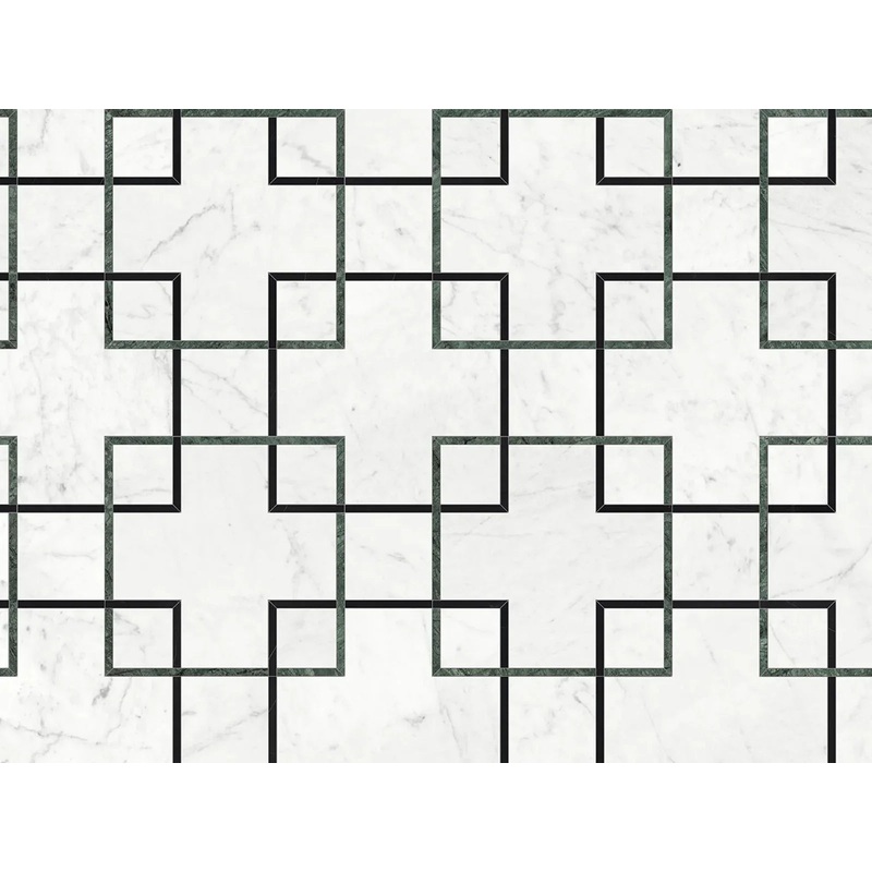 Utopio Schema Pine Honed W/ Polished Accents Natural Stone Waterjet Mosaic