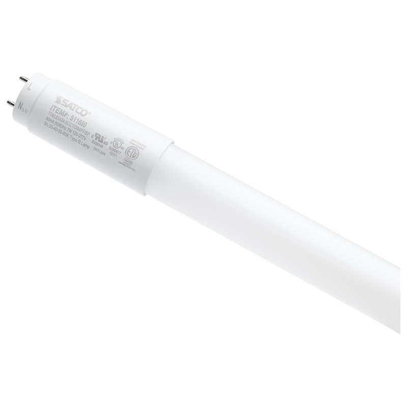 7 Watt T8 LED – 24 Inch – 30K/35K/40K/50K/65K CCT Selectable – Medium Bi Pin Base – Type B Ballast Bypass – 120-277 Volt – Frost Finish Light Bulb by Satco