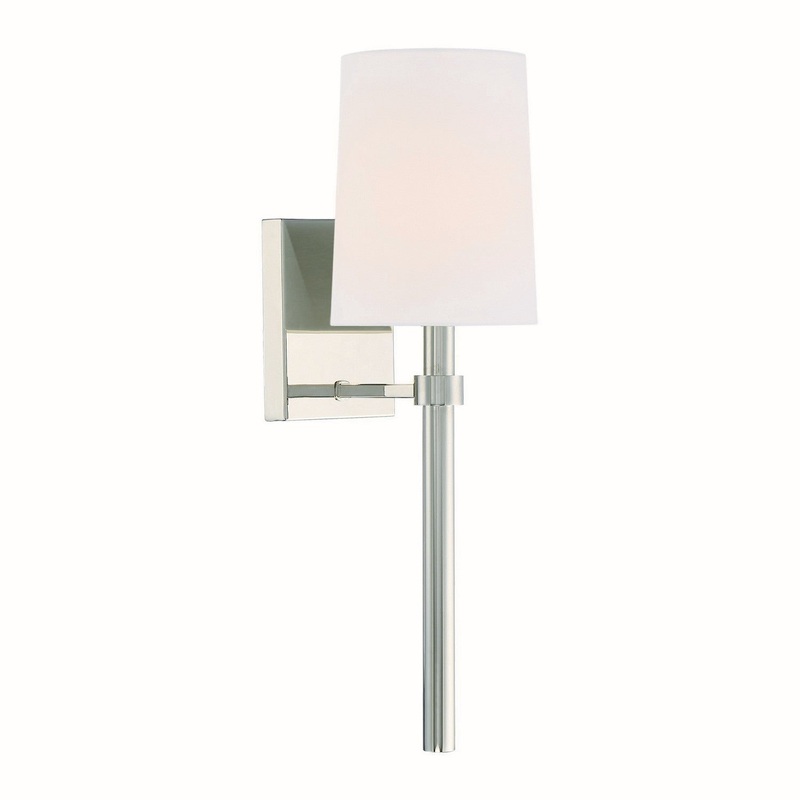 Crystorama BRO-451-PN Bromley One Light Wall Sconce Polished Nickel