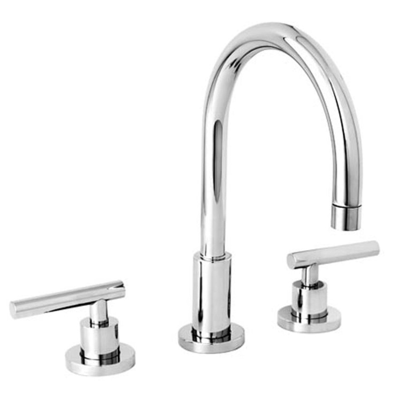 East Linear Two Handle Widespread Bathroom Faucet with Lever Handles with Drain – Midnight Chrome