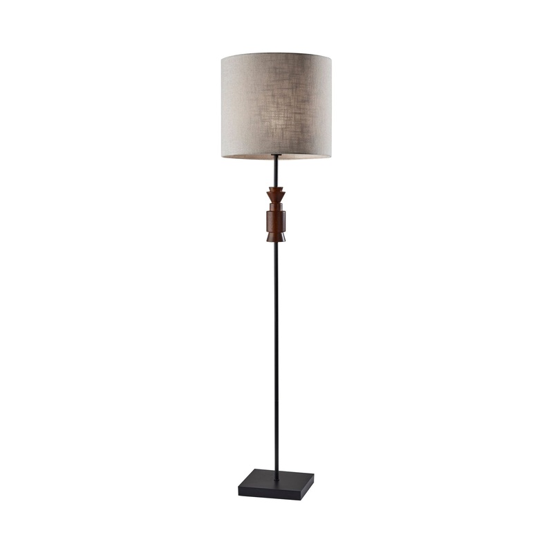 Elton Floor Lamp Black + Walnut Wood