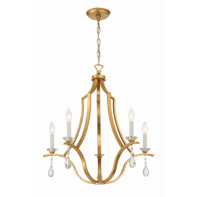 Five Light Chandelier from the Perry Collection in Antique Gold Finish by Crystorama