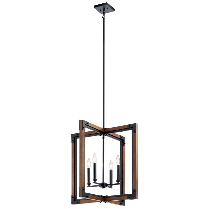 Kichler 44044AUB Four Light Foyer Pendant, Auburn Stained