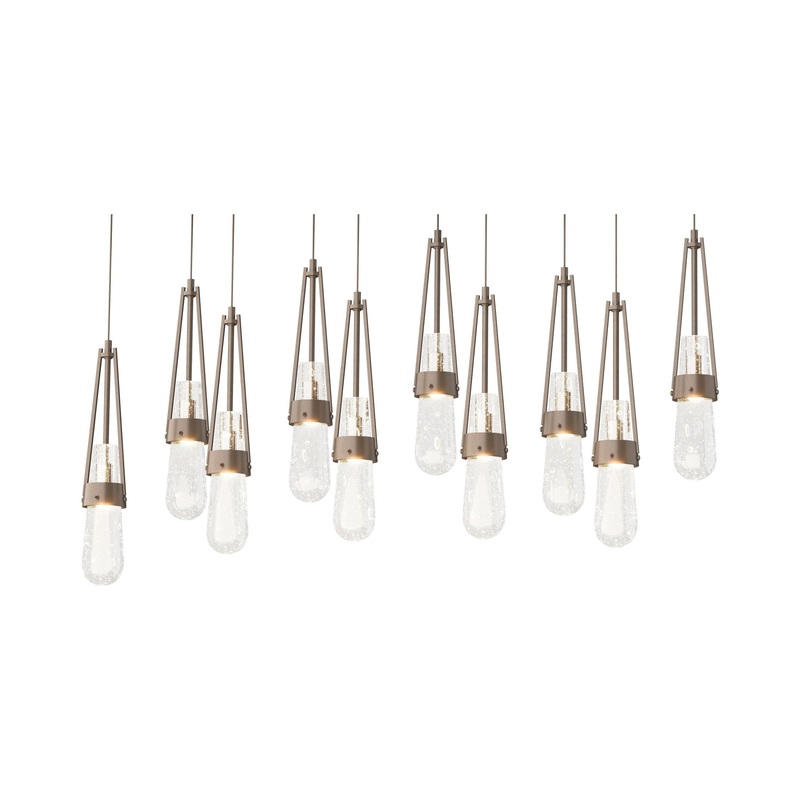 Link 10-Light Blown Glass Pendant Bronze Clear Bubble Glass (YG)
