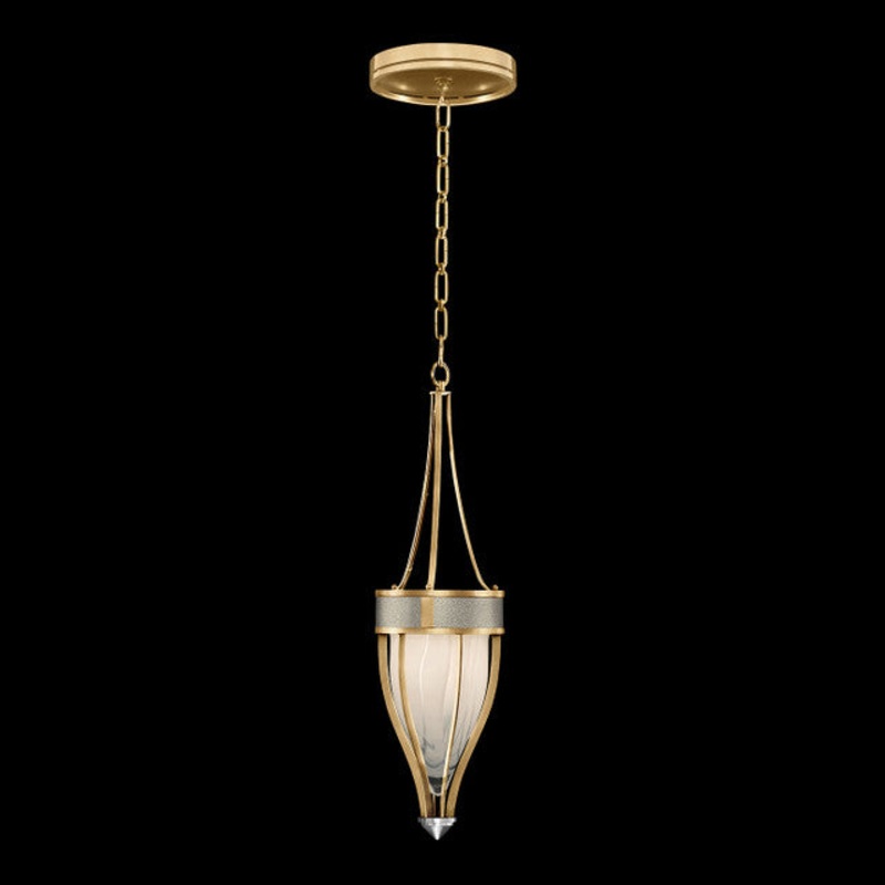 Mirage 7.5″W Round Pendant Gold Leaf/Nickel/Coco